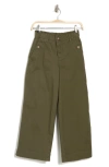 Democracy Wide Leg Ankle Crop Pants In Caper