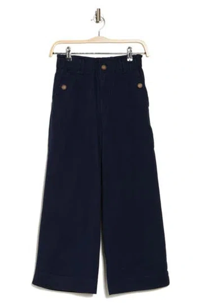 Democracy Wide Leg Ankle Crop Pants In Navy