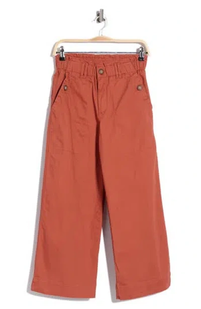Democracy Wide Leg Ankle Crop Pants In Orange