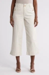 Democracy Wide Leg Ankle Crop Pants In Pale Stone