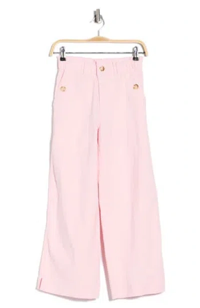 Democracy Wide Leg Ankle Crop Pants In Pink