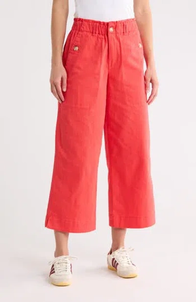 Democracy Wide Leg Ankle Crop Pants In Red