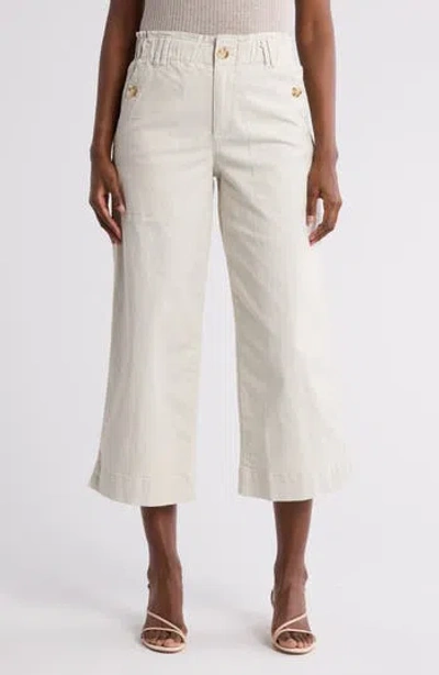 Democracy Wide Leg Ankle Crop Pants In White