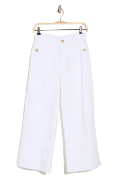 Democracy Wide Leg Ankle Crop Pants In White