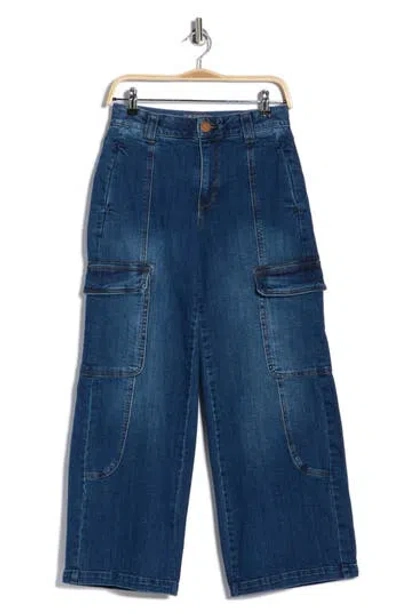 Democracy Wide Leg Cargo Jeans In Blue