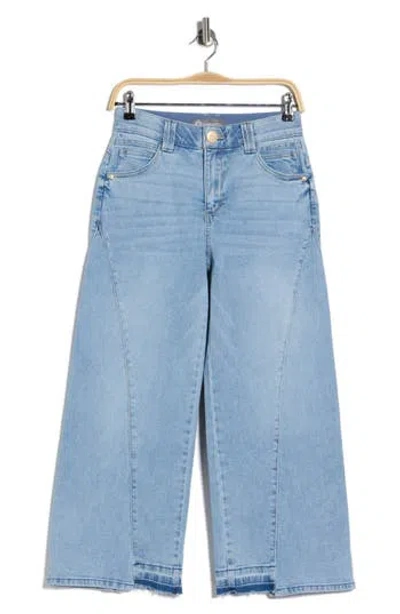 Democracy Uneven Release Step Hem Wide Leg Jeans In Blue
