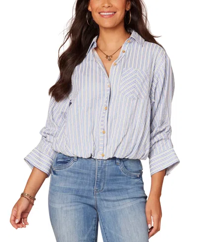 Democracy Women's 3/4-sleeve Bubble-hem Shirt In Provence B