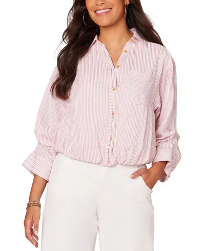 Democracy Women's 3/4-sleeve Bubble-hem Shirt In Wild Bloss