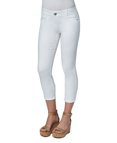 Democracy Women's "ab" Solution High Rise Ankle White Skimmer Jeans In Optic White