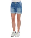 Democracy Women's Ab Solution High Rise Shorts In Mid Blue Vintage