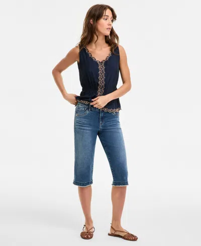 Democracy Women's "ab" Solution Skimmer Frayed Cropped Jeans