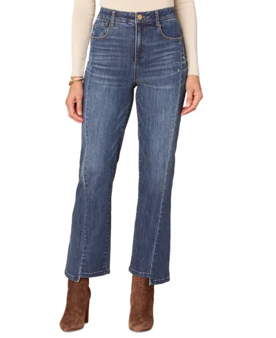 Democracy Women's "ab" Solution Skyrise Barely Boot Step-hem Jeans In Indigo Art