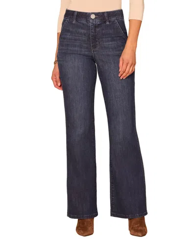 Democracy Women's "ab" Solution Trouser Detail High-rise Stretch Bootcut Jeans In Blue