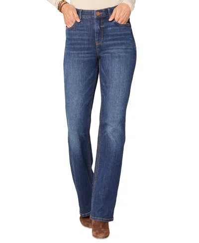 Democracy Women's "ab"solution High Rise Itty Bitty Bootcut Cascading Rhinestone-trim Jeans In Bl Blue