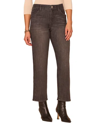 Democracy Women's "ab"solution High-rise Straight-leg Jeans In Black-wash