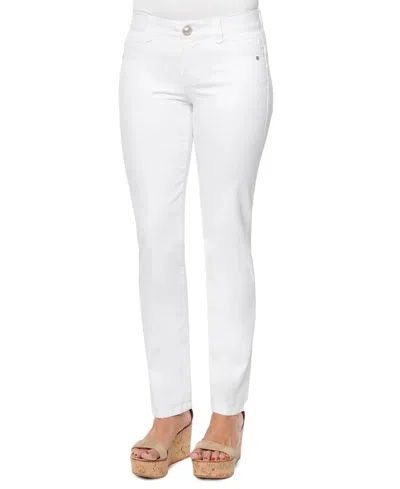 Democracy Women's "ab"solution Mid Rise Straight Leg Jeans In Optic White