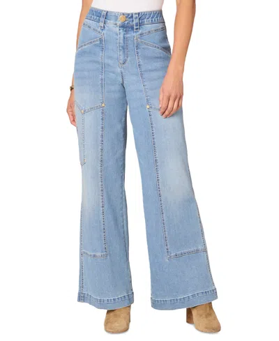 Democracy Women's "ab"solution Skyrise Utility Wide-leg Jeans In Lb Light B