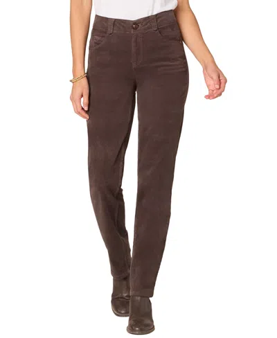 Democracy Women's "ab"solution Straight-leg Corduroy Pants In Brown