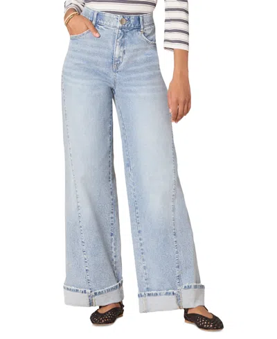 Democracy Women's Frayed Diagonal Wide-leg Jeans In Light Blue