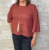 Democracy Women's Bell Sleeve Stitch Mix Sweater In Clay In Pink