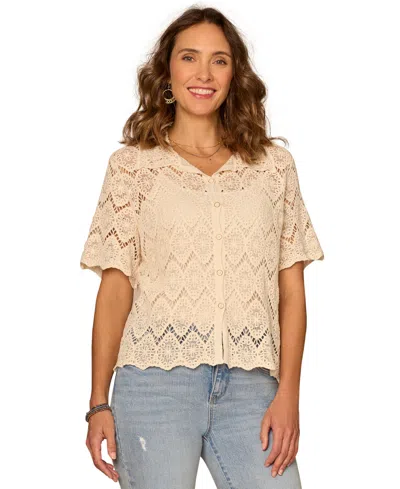 Democracy Women's Collared Button-down Top In Neutral