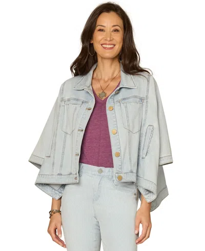Democracy Women's Collared Neck Jacket In Blue