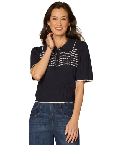 Democracy Women's Collared Neck Sweater In Black