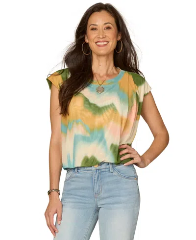 Democracy Women's Crewneck Printed Cotton Top In Multi