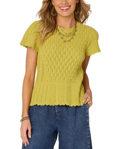 Democracy Women's Crochet Peplum Sweater