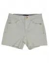 Democracy Women's Denim Shorts With Fray Hem In White In Gray