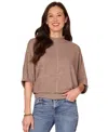 Democracy Women's Dolman Sleeve Mock Neck Top In Brown