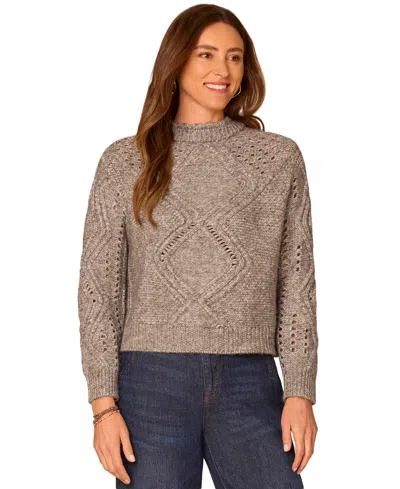 Democracy Women's Double-layered Cable-knit Mock-neck Sweater In Gray