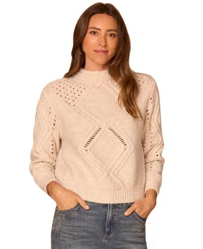 Democracy Women's Double-layered Cable-knit Mock-neck Sweater In Neutral