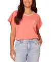 Democracy Women's Embroidered-pocket Short-sleeve T-shirt In Winter Mel