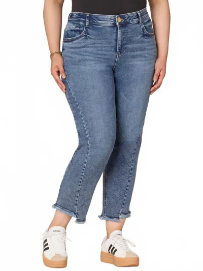 Democracy Women's High Rise Spliced Ankle Straight Jeans In Denim In Blue