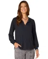 Democracy Women's Long Smocked Sleeve Top In Black