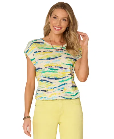 Democracy Women's Petite Printed Top In Green