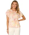 Democracy Women's Petite Short Sleeve Top In Multi