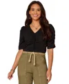 Democracy Women's Petite V-neck Top In Black
