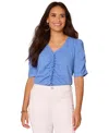 Democracy Women's Petite V-neck Top In Blue