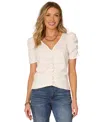 Democracy Women's Petite V-neck Top In White