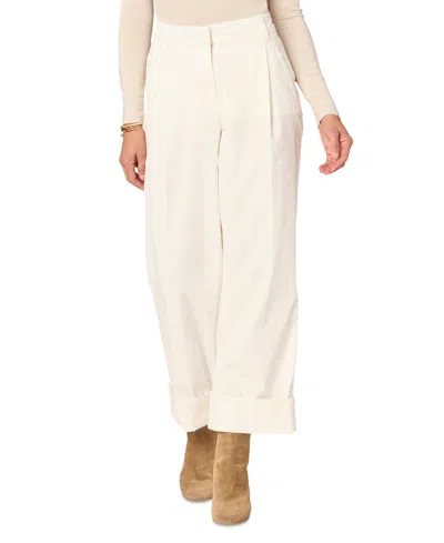 Democracy Women's Pleated Cuffed Wide-leg Jeans In Off White