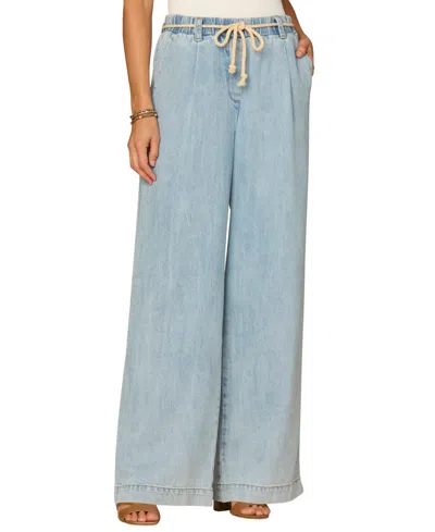 Democracy Women's Pleated Wide Leg Jeans In Blue