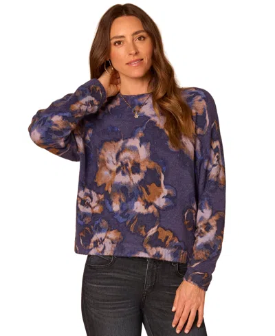 Democracy Women's Printed Long-sleeve Sweater In Evening Bl