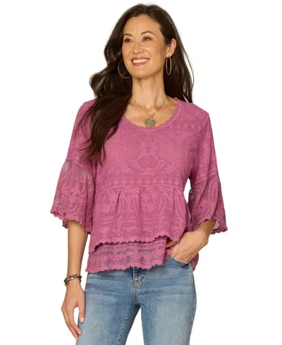 Democracy Women's Scoop Neck Top In Pink