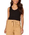 Democracy Women's Sleeveless Notched Scoopneck Knit Tank In Black