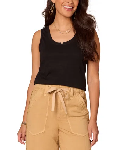 Democracy Women's Sleeveless Notched Scoopneck Knit Tank In Black
