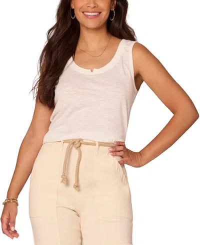 Democracy Women's Sleeveless Notched Scoopneck Knit Tank In Ofw Offwhi