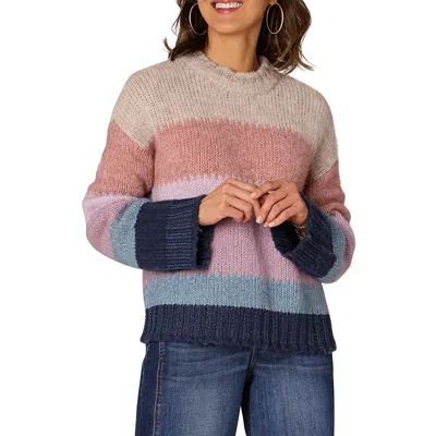 Democracy Womens Knit Pullover Sweater In Oatmeal,navy Multi