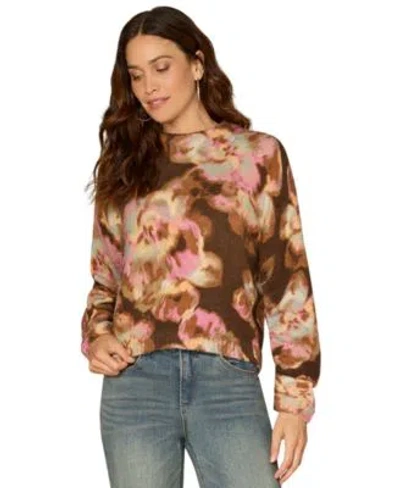 Democracy Womens Printed Long Sleeve Sweater In Multi